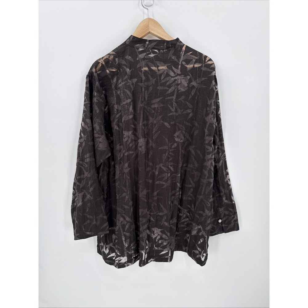 Vintage Chico's Womens Brown Sheer Oriental Button Up Top Size 3/XL Tunic Layer - Picture 5 of 8